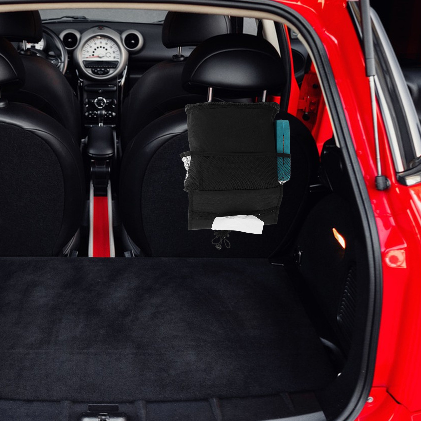 Car Trunk Organizer - กระเป๋าเก็บของในรถยนต์แบบมีฉนวนกันความร้อนพร้อมช่องตาข่าย ความจุขนาดใหญ่สำหรับใส่ขวดน้ำ โทรศัพท์ ร่ม และของใช้สำหรับการเดินทาง