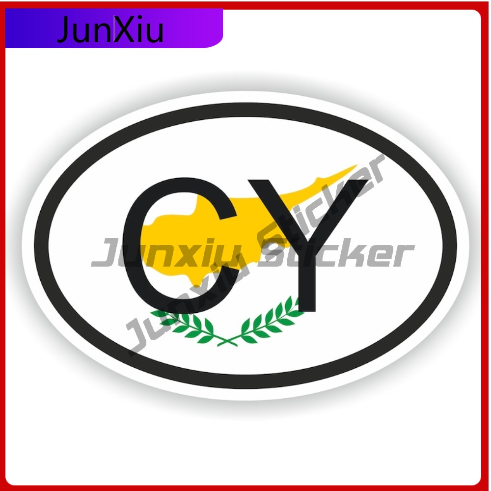 Car Accessories Cyprus - สติ๊กเกอร์ไวนิลลายธงชาติไซปรัส พร้อมขอบสีขาว รุ่น V125 สำหรับตกแต่งรถยนต์ SUV