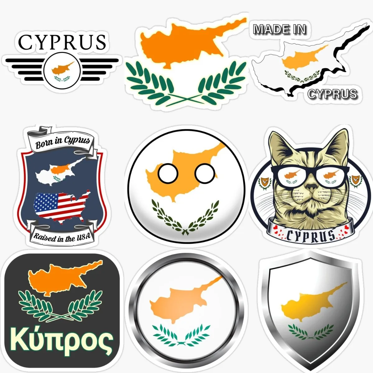 Car Accessories Cyprus - Creative Cyprus Flag แผนที่สติกเกอร์กันน้ําอุปกรณ์เสริมสําหรับตกแต่งรถหน้าต่างจักรยานตารางรถจักรยานยนต์ Off-road