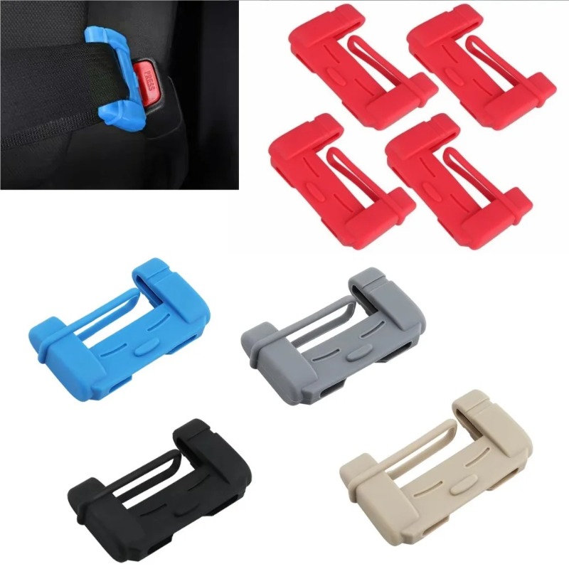 Car Accessories For Inside - คลิปหนีบเข็มขัดนิรภัยรถยนต์ 2 ชิ้น ฝาครอบป้องกันซิลิโคน ป้องกันรอยขีดข่วนและฝุ่นละออง ฝาครอบป้องกันภายใน