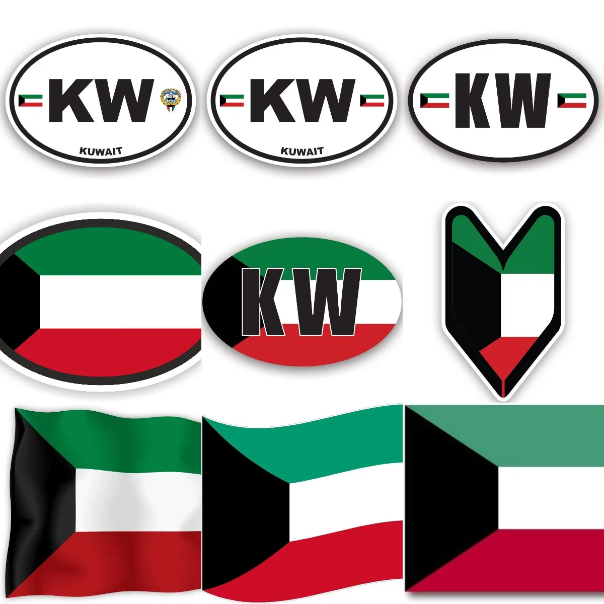 Car Accessories Kuwait - KW คูเวตซิตีธงสัญลักษณ์ Creative PVC สติกเกอร์สําหรับแล็ปท็อปกันชนรถจักรยานยนต์รถบรรทุกผนังตู้เย็นตารางจักรยาน Decal