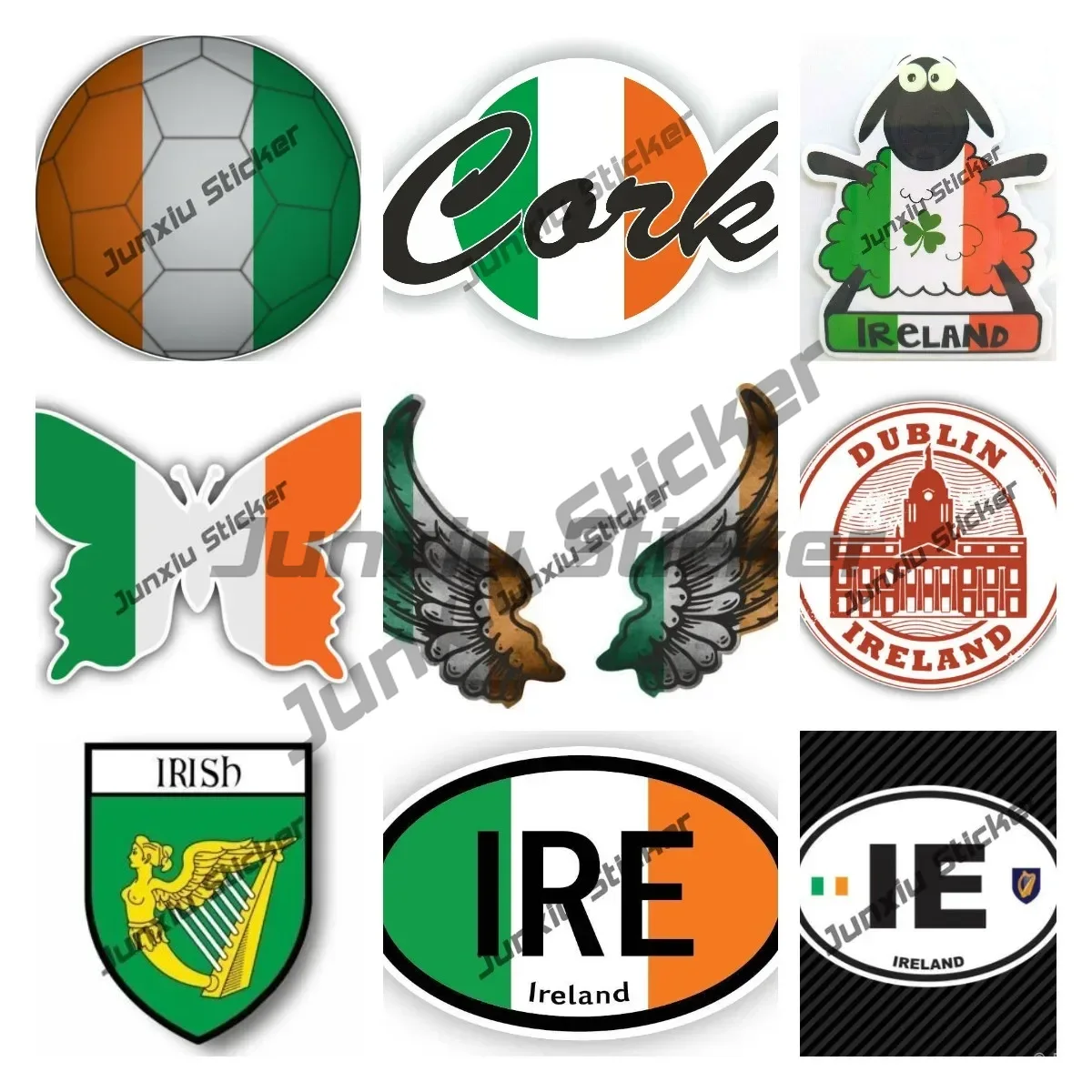 Car Accessories Dublin - ไอร์แลนด์ธงปีกสร้างสรรค์รถจักรยานยนต์สติ๊กเกอร์รถไอร์แลนด์ดับลิน Shamrock Decal รหัสประเทศรถอุปกรณ์ตกแต่งรูปลอก