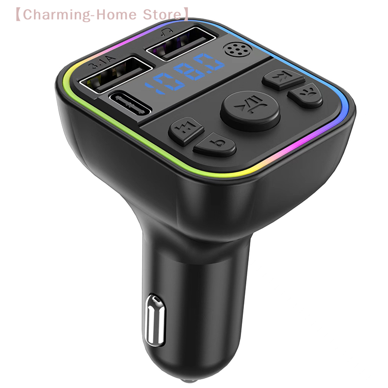 Fm Transmitter - 【M】ที่ชาร์จในรถยนต์แบบ USB Type-C แบบคู่ เครื่องส่งสัญญาณ FM
