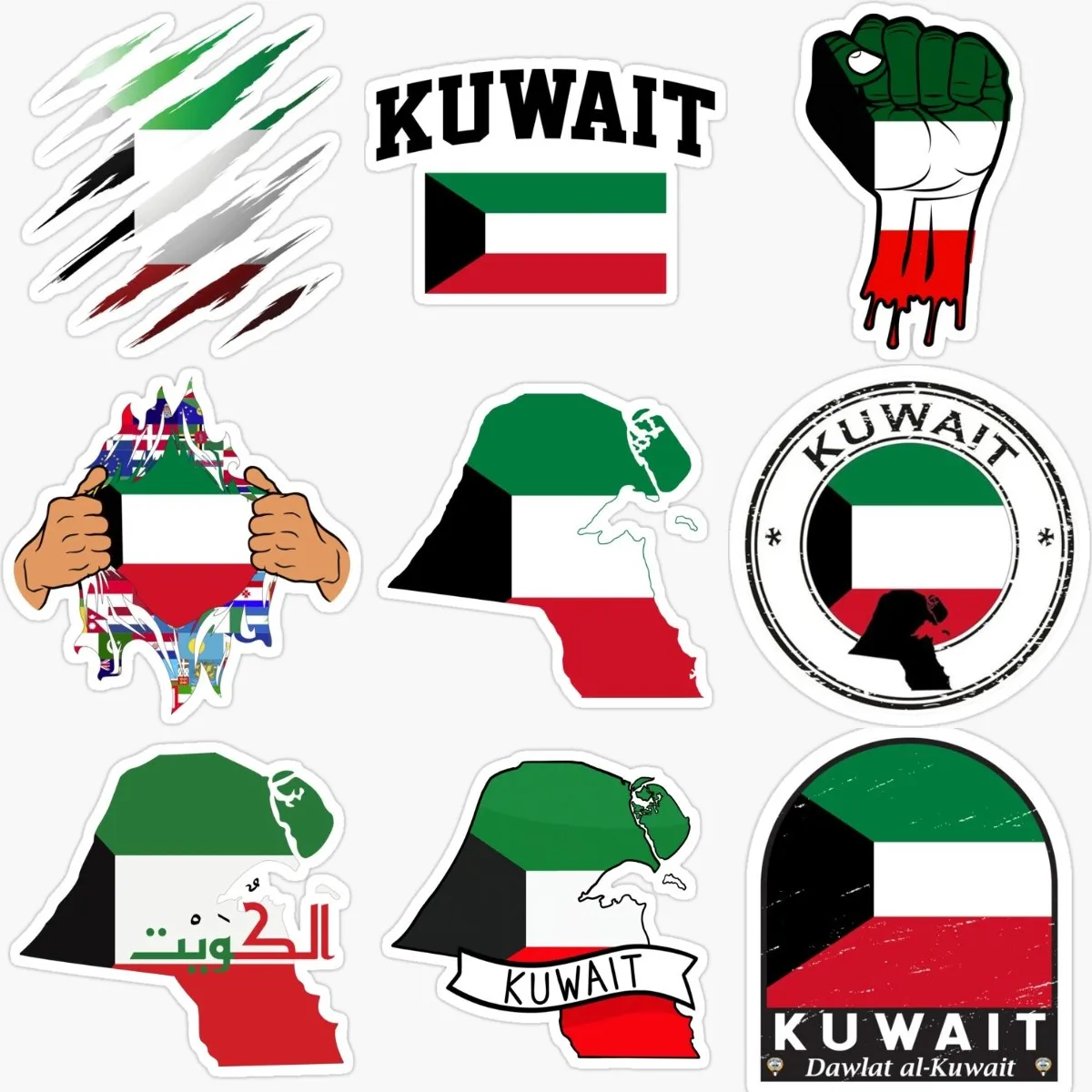 Car Accessories Kuwait - KWT คูเวตซิตีธงแผนที่สัญลักษณ์ Creative PVC สติกเกอร์สําหรับรถยนต์รถจักรยานยนต์ Camper