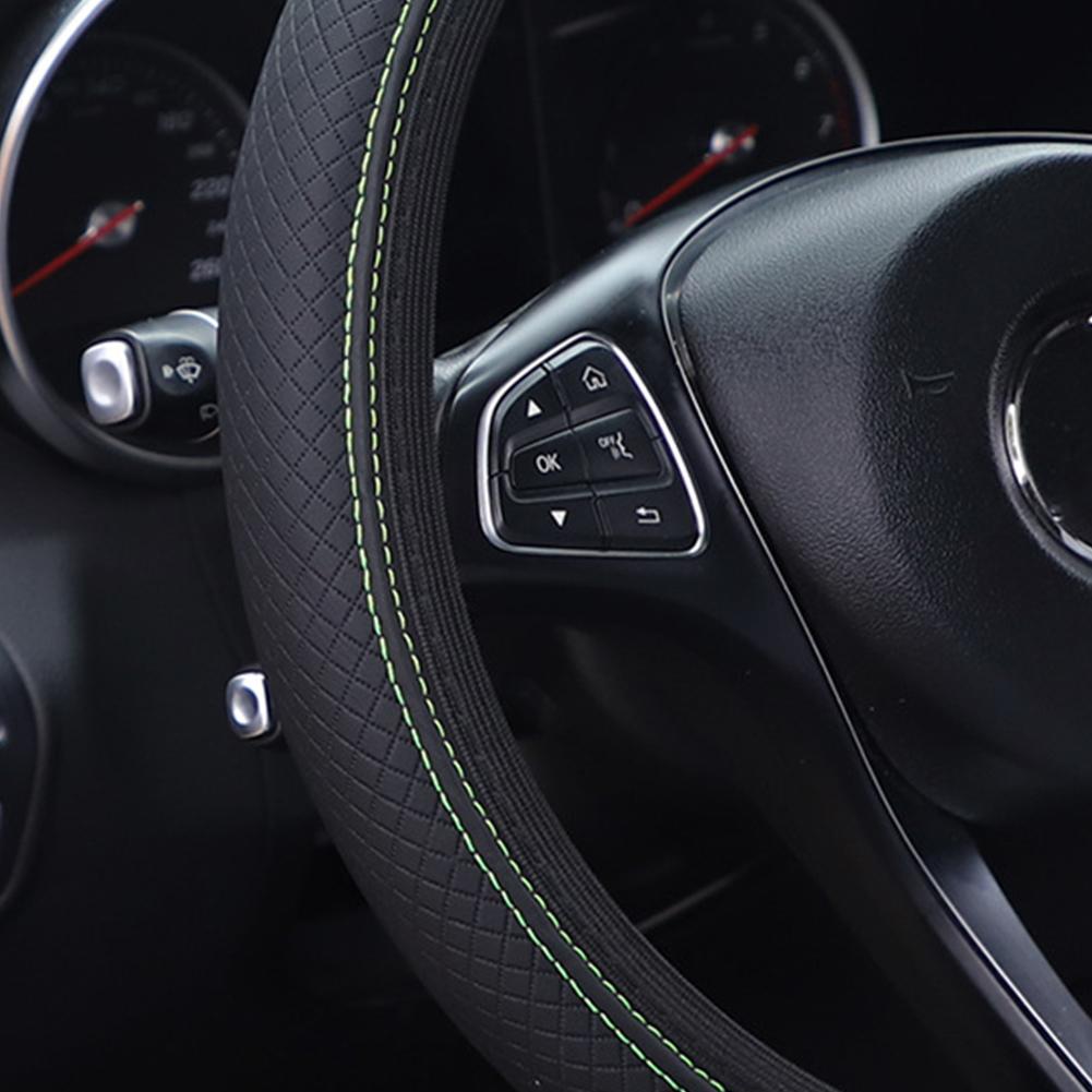 Car Accessories For Inside - ปลอกหุ้มพวงมาลัยหนังนูนแบบนุ่ม กันลื่น ไม่มีวงแหวนด้านใน ใช้ได้กับพวงมาลัยรถยนต์ขนาด 14.5-15 นิ้ว