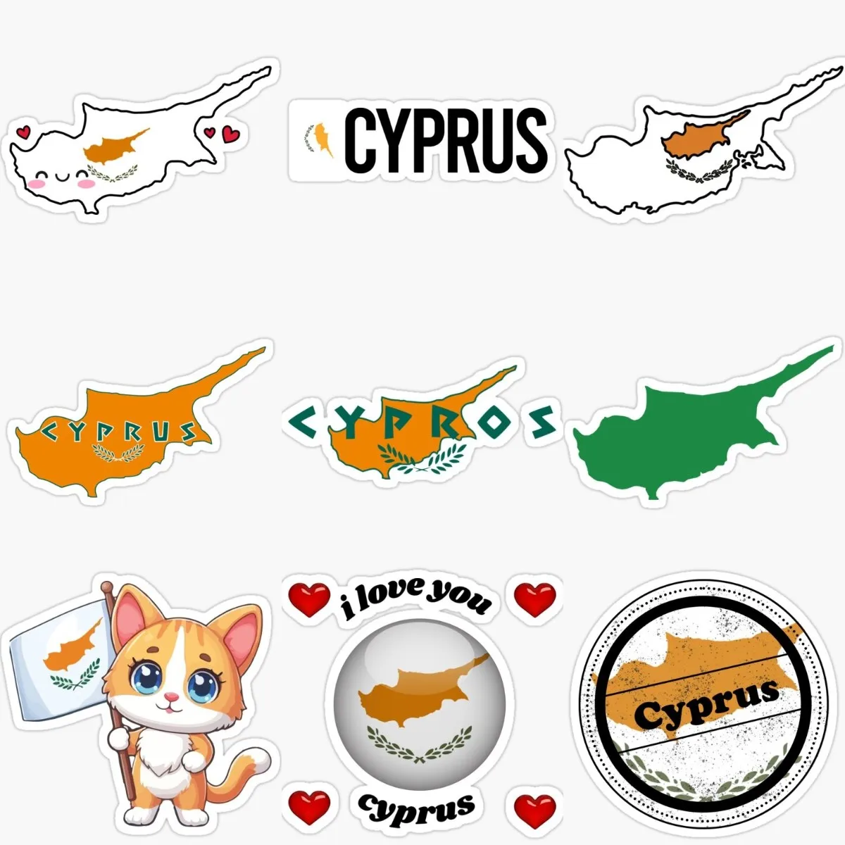 Car Accessories Cyprus - Creative Cyprus Flag แผนที่สติกเกอร์กันน้ําอุปกรณ์เสริมสําหรับตกแต่งรถ Van Wall
