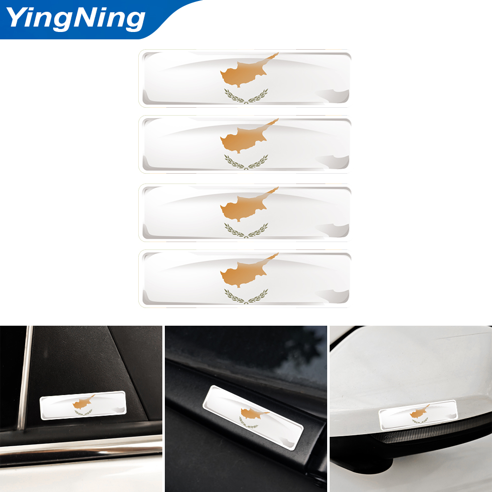 Car Accessories Cyprus - 4PCS สติกเกอร์ธงไซปรัส 3D โดมสติ๊กเกอร์ตราสัญลักษณ์แห่งชาติไซปรัส DIY อุปกรณ์ตกแต่งรถยนต์เหมาะสำหรับโตโยต้า