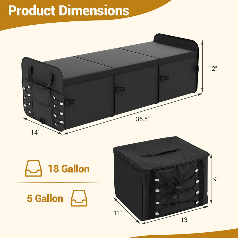 กล่องเก็บของท้ายรถขนาด 18 แกลล - Car Trunk Organizer บทวิจารณ์และราคา