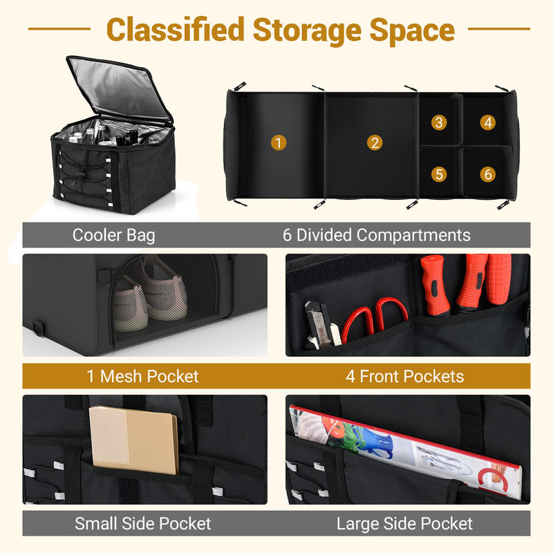 กล่องเก็บของท้ายรถขนาด 18 แกลล - Car Trunk Organizer บทวิจารณ์และราคา